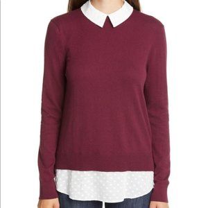 Ted Baker Ohlin Mixed Media Layered Oxblood Sweater